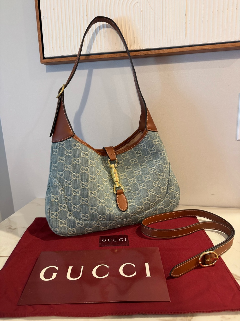 Denim shoulder bag